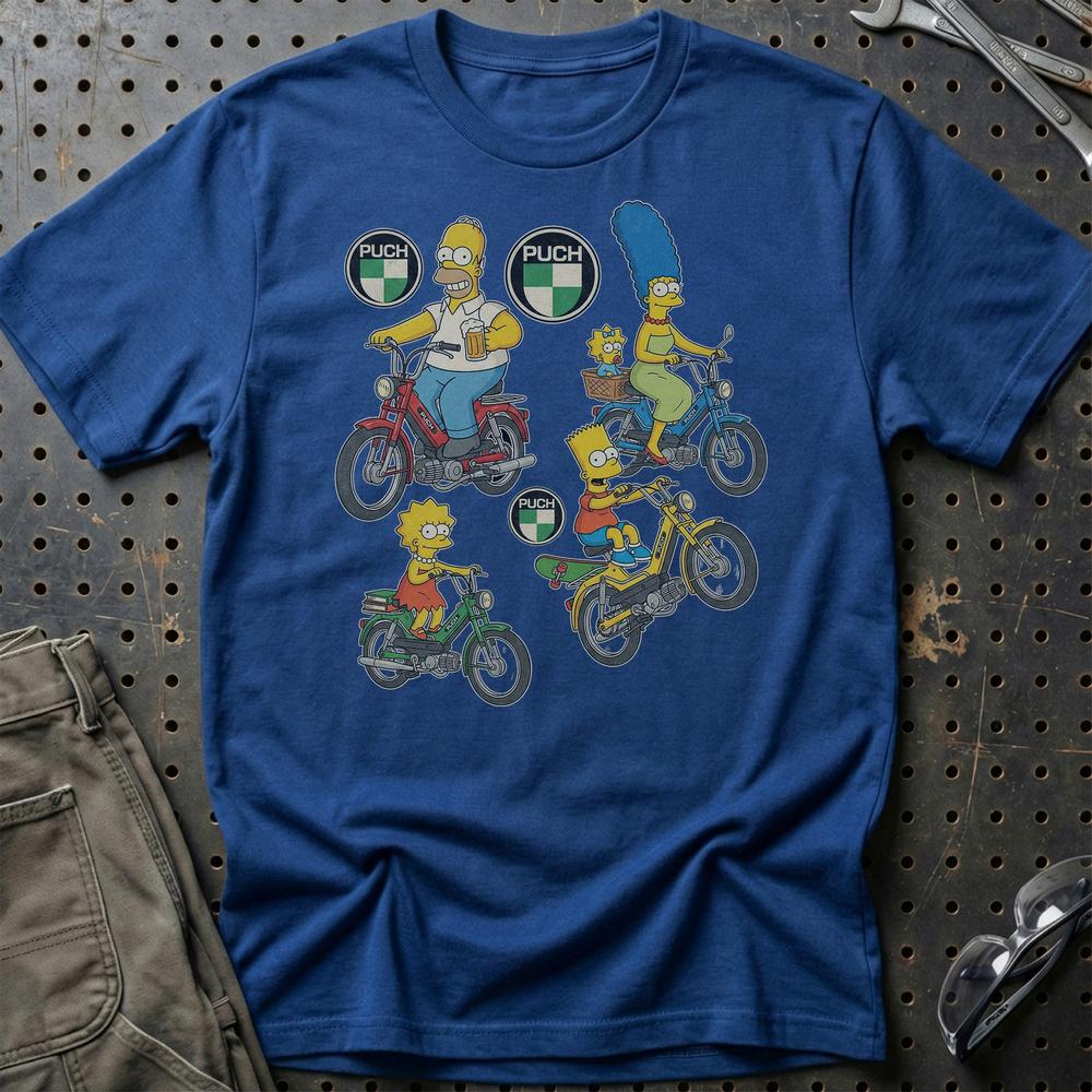 Puch Simpsons T-Shirt-Beklædning-Puch-Blå Royal-S-Garage Culture Shop- garage - man cave - merchandise
