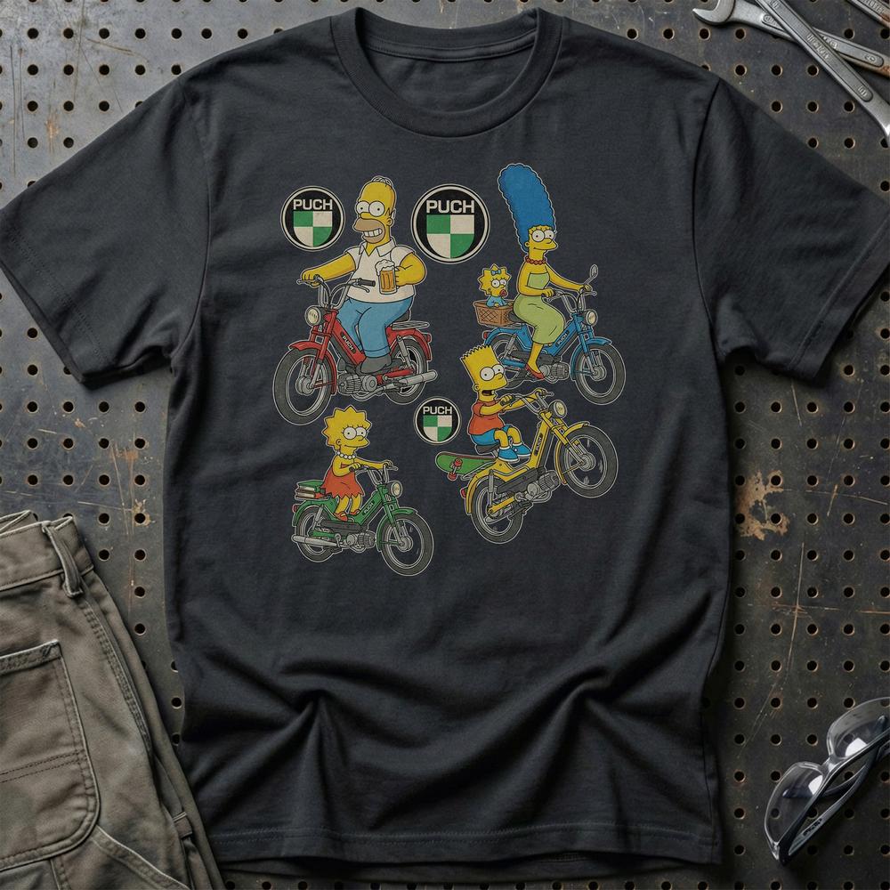 Puch Simpsons T-Shirt-Beklædning-Puch-Sort-S-Garage Culture Shop- garage - man cave - merchandise