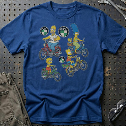 Puch Simpsons - Unisex T-Shirt , Bomuld-Beklædning-Puch-Blå Royal-S-Garage Culture Shop- garage - man cave - merchandise
