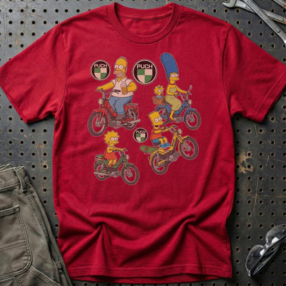 Puch Simpsons - Unisex T-Shirt , Bomuld-Beklædning-Puch-Rød-S-Garage Culture Shop- garage - man cave - merchandise