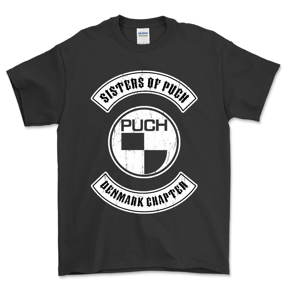 Puch - Sisters Of Puch Denmark Chapter T-Shirt-Beklædning-Puch-Sort-S-Garage Culture Shop- garage - man cave - merchandise