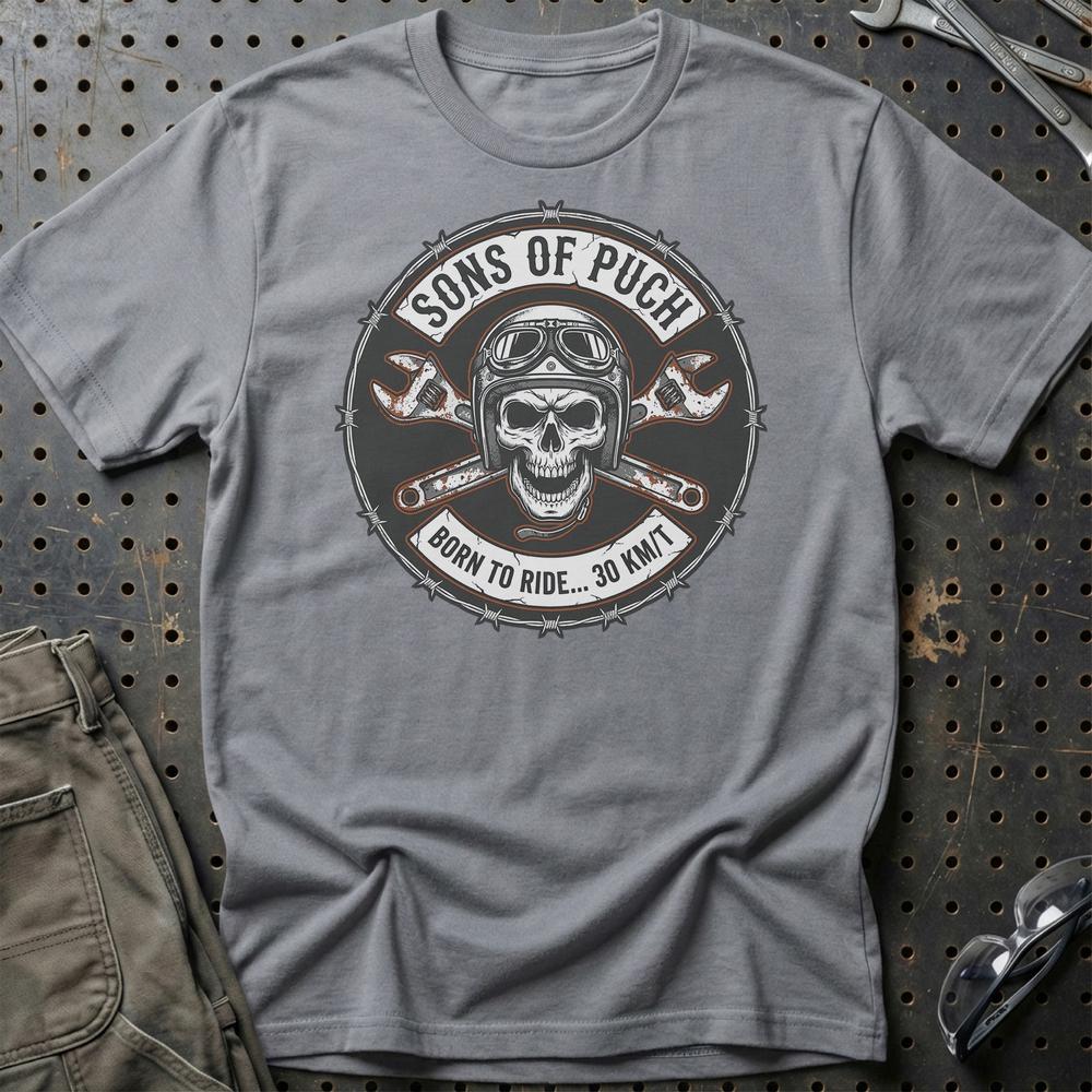 Puch Sons Of Puch - Unisex T-Shirt , Bomuld-Beklædning-Puch-Grå Sport-S-Garage Culture Shop- garage - man cave - merchandise