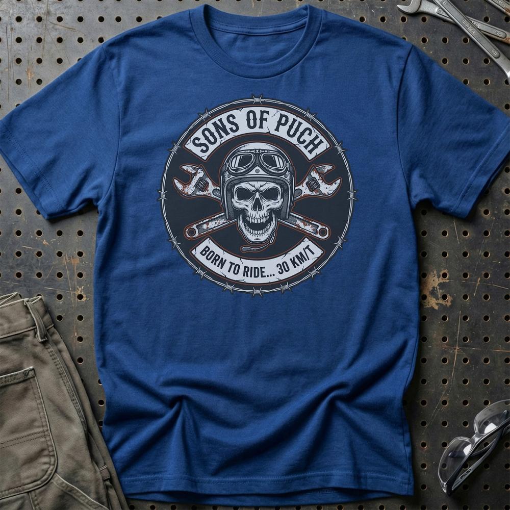 Puch Sons Of Puch - Unisex T-Shirt , Bomuld-Beklædning-Puch-Blå Royal-S-Garage Culture Shop- garage - man cave - merchandise