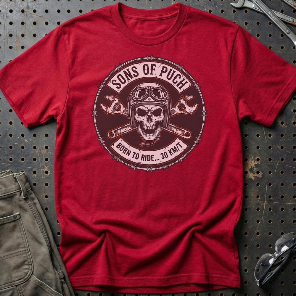 Puch Sons Of Puch - Unisex T-Shirt , Bomuld-Beklædning-Puch-Rød-S-Garage Culture Shop- garage - man cave - merchandise