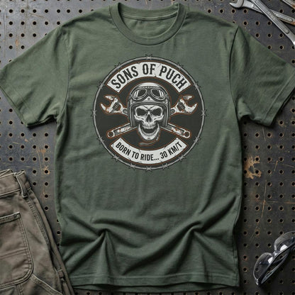Puch Sons Of Puch - Unisex T-Shirt , Bomuld-Beklædning-Puch-Grøn Militær-S-Garage Culture Shop- garage - man cave - merchandise
