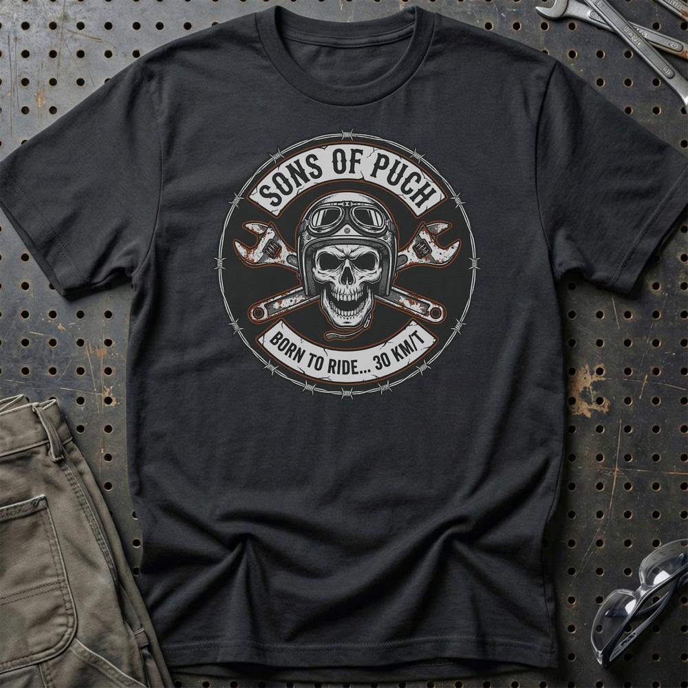 Puch Sons Of Puch - Unisex T-Shirt , Bomuld-Beklædning-Puch-Sort-S-Garage Culture Shop- garage - man cave - merchandise