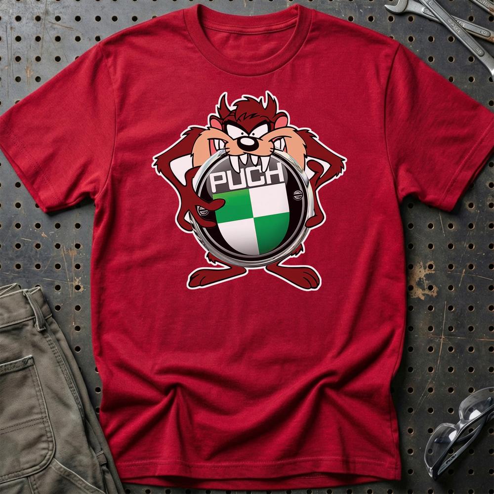 Puch TAZ Unisex T-Shirt , Bomul-Beklædning-Puch-Rød-S-Garage Culture Shop- garage - man cave - merchandise