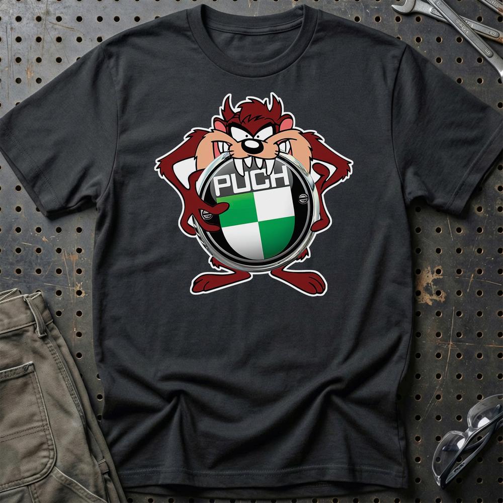 Puch TAZ Unisex T-Shirt , Bomul-Beklædning-Puch-Sort-S-Garage Culture Shop- garage - man cave - merchandise