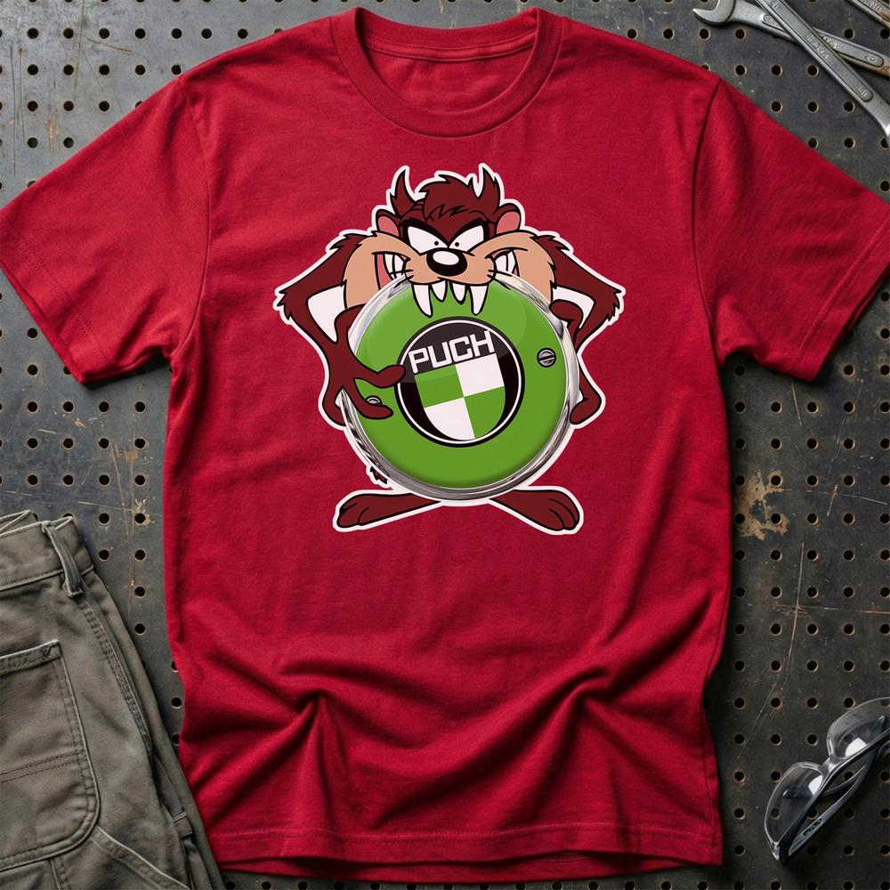 Puch TAZ Unisex T-Shirt , Bomuld-Beklædning-Puch-Rød-S-Garage Culture Shop- garage - man cave - merchandise