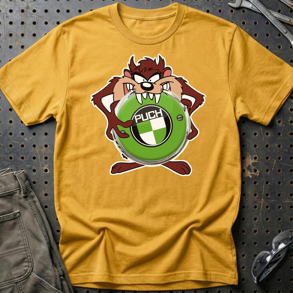 Puch TAZ Unisex T-Shirt , Bomuld-Beklædning-Puch-Guld-S-Garage Culture Shop- garage - man cave - merchandise