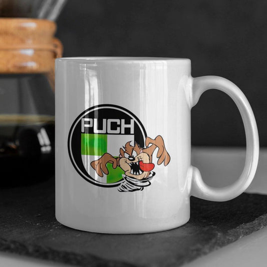 Puch Taz Keramisk Krus-Krus-Puch-Hvid keramisk krus-Garage Culture Shop- garage - man cave - merchandise