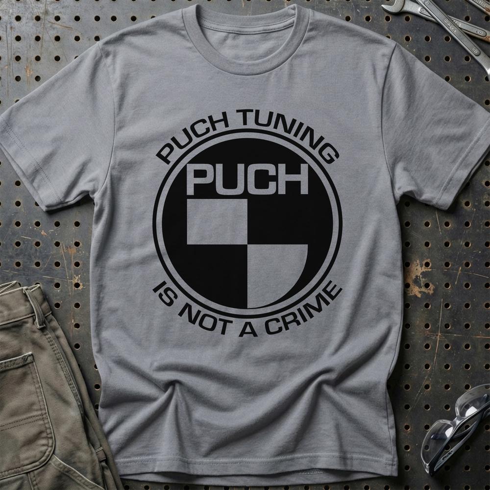 Puch Tuning Is Not A Crime T-Shirt-Beklædning-Puch-Grå Sport-S-Garage Culture Shop- garage - man cave - merchandise