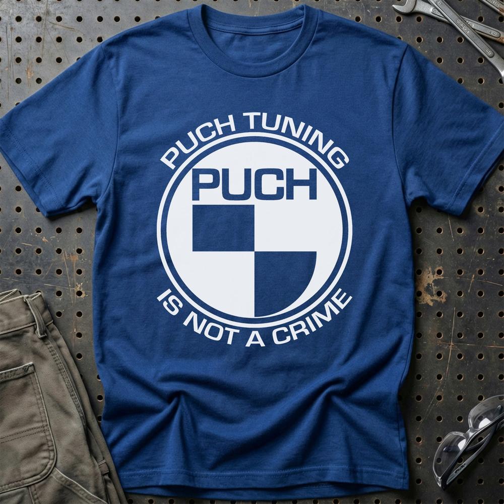 Puch Tuning Is Not A Crime T-Shirt-Beklædning-Puch-Blå Royal-S-Garage Culture Shop- garage - man cave - merchandise