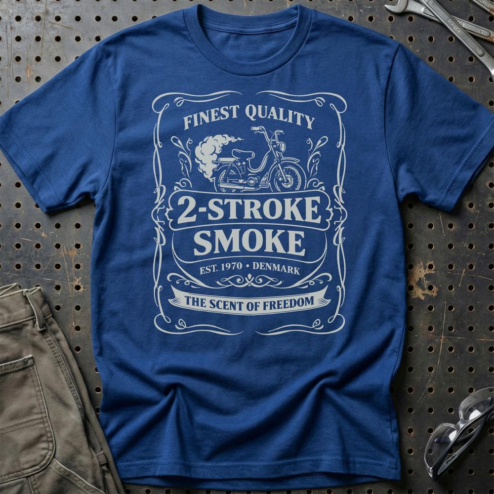 Puch Two Stroke Smoke T-Shirt-Beklædning-Puch-Blå Royal-S-Garage Culture Shop- garage - man cave - merchandise