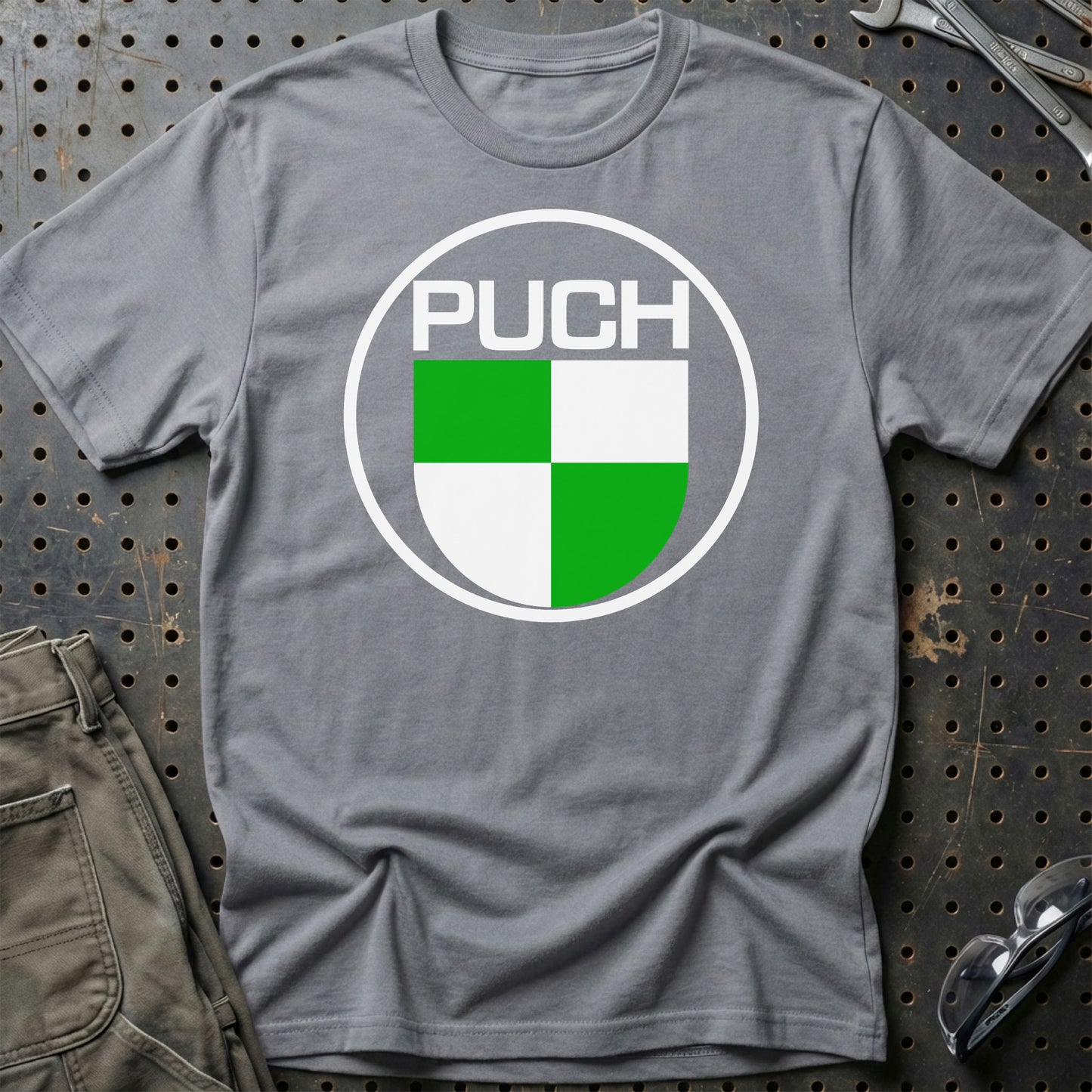 Puch Unisex T-Shirt , Bomuld-Beklædning-Puch-Grå Sport-S-Garage Culture Shop- garage - man cave - merchandise