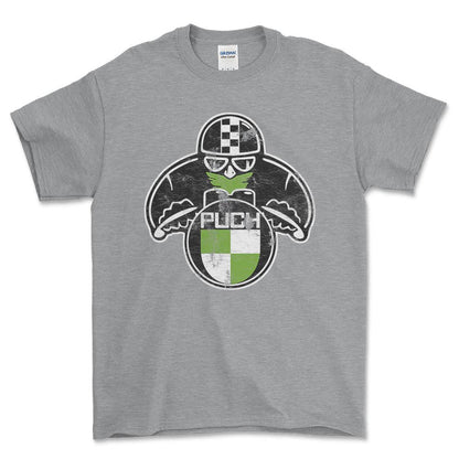 Puch Vintage Style Unisex T-Shirt , Bomuld-Beklædning-Puch-Grå Sport-S-Forside-Garage Culture Shop- garage - man cave - merchandise