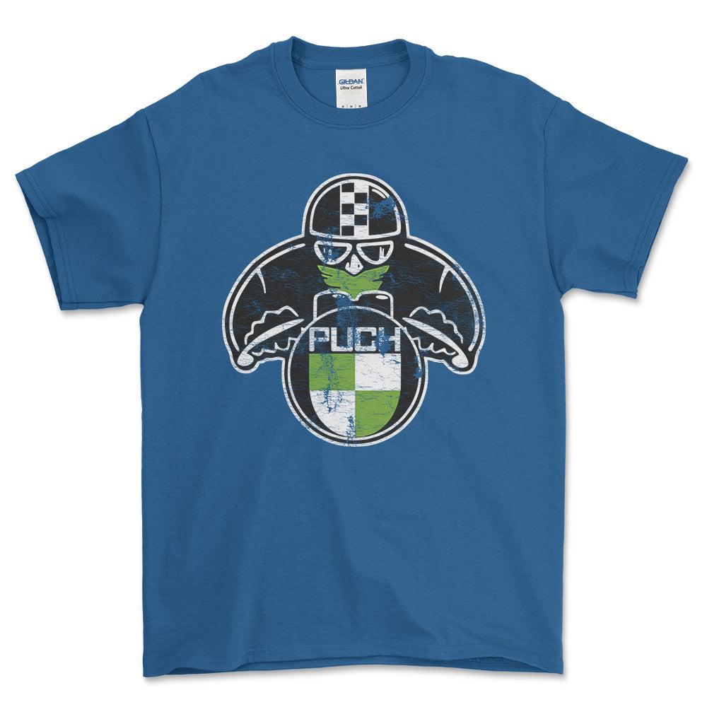 Puch Vintage Style Unisex T-Shirt , Bomuld-Beklædning-Puch-Blå Royal-S-Forside-Garage Culture Shop- garage - man cave - merchandise