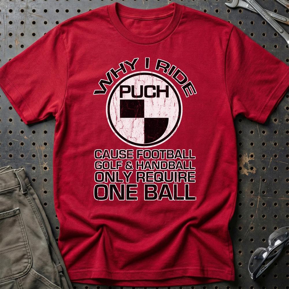 Puch - Why I Ride Puch T-Shirt-Beklædning-Puch-Rød-S-Garage Culture Shop- garage - man cave - merchandise