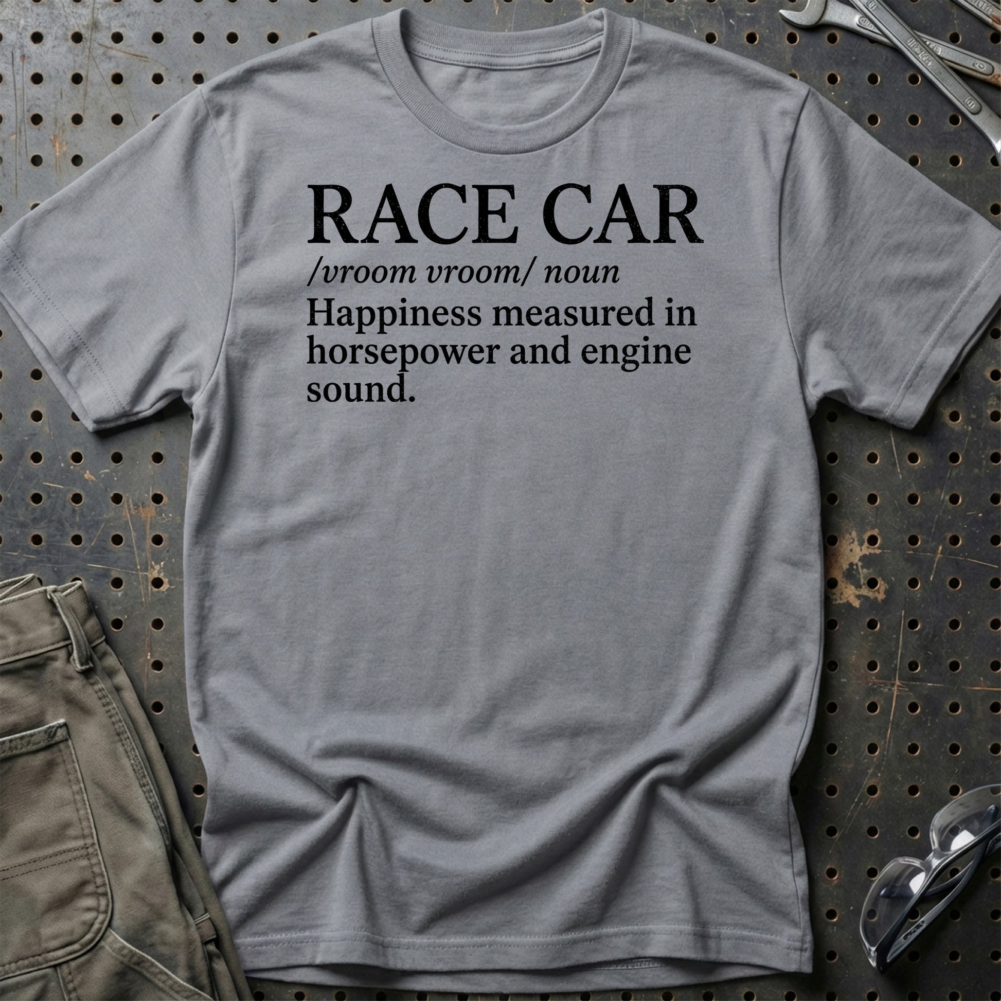 Race Car Definition – Dansk Bilentusiast - Unisex T-Shirt , Bomuld-Beklædning-Garage Culture-Grå Sport-S-Garage Culture Shop- garage - man cave - merchandise