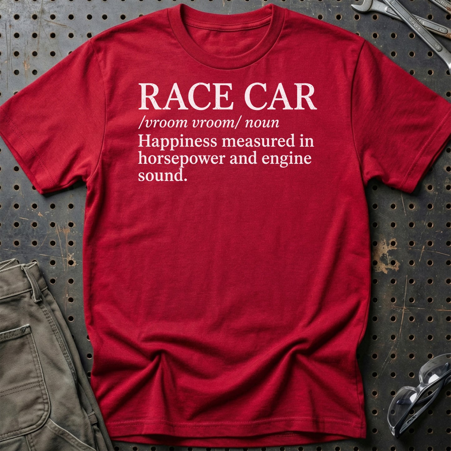 Race Car Definition – Dansk Bilentusiast - Unisex T-Shirt , Bomuld-Beklædning-Garage Culture-Rød-S-Garage Culture Shop- garage - man cave - merchandise
