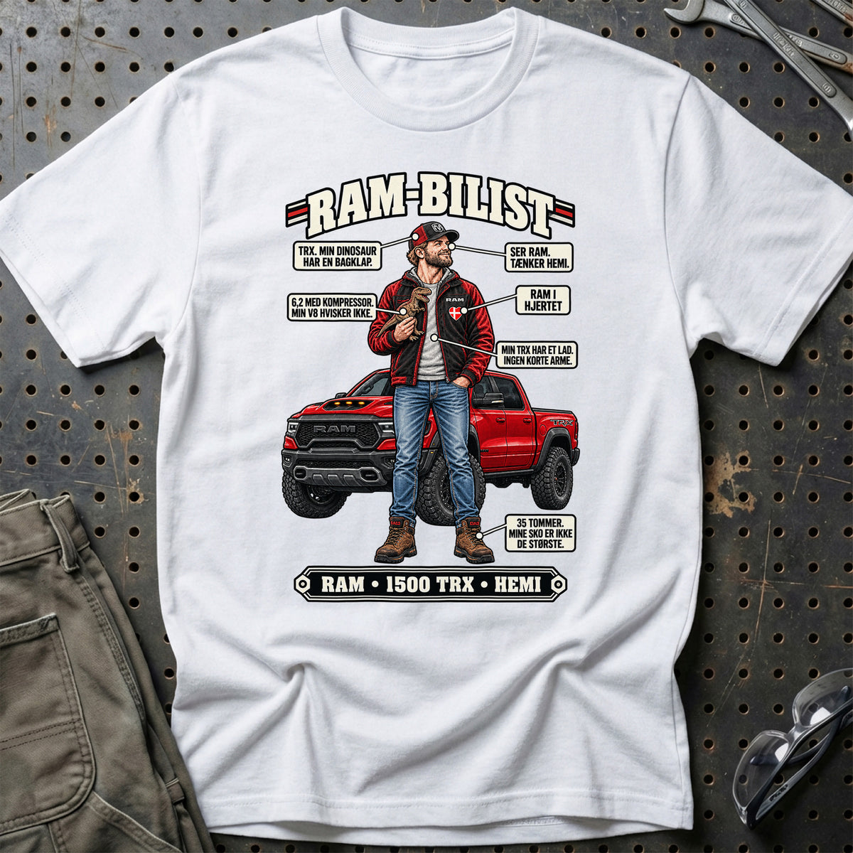 
Ram-Bilist T-Shirt – Hvid