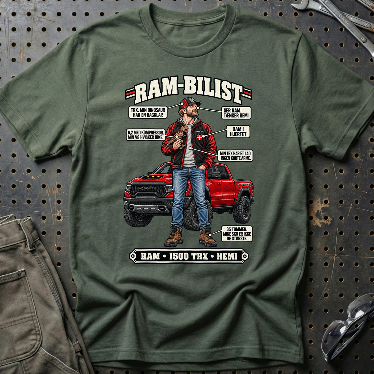 
Ram-Bilist T-Shirt – Grøn Militær