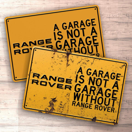 Range Rover A Garage Is Not A Garage Without Range Rover Skilte, Musemåtte, Dørmåtte , Plakat-Skilte-Range Rover-Garage Culture Shop- garage - man cave - merchandise