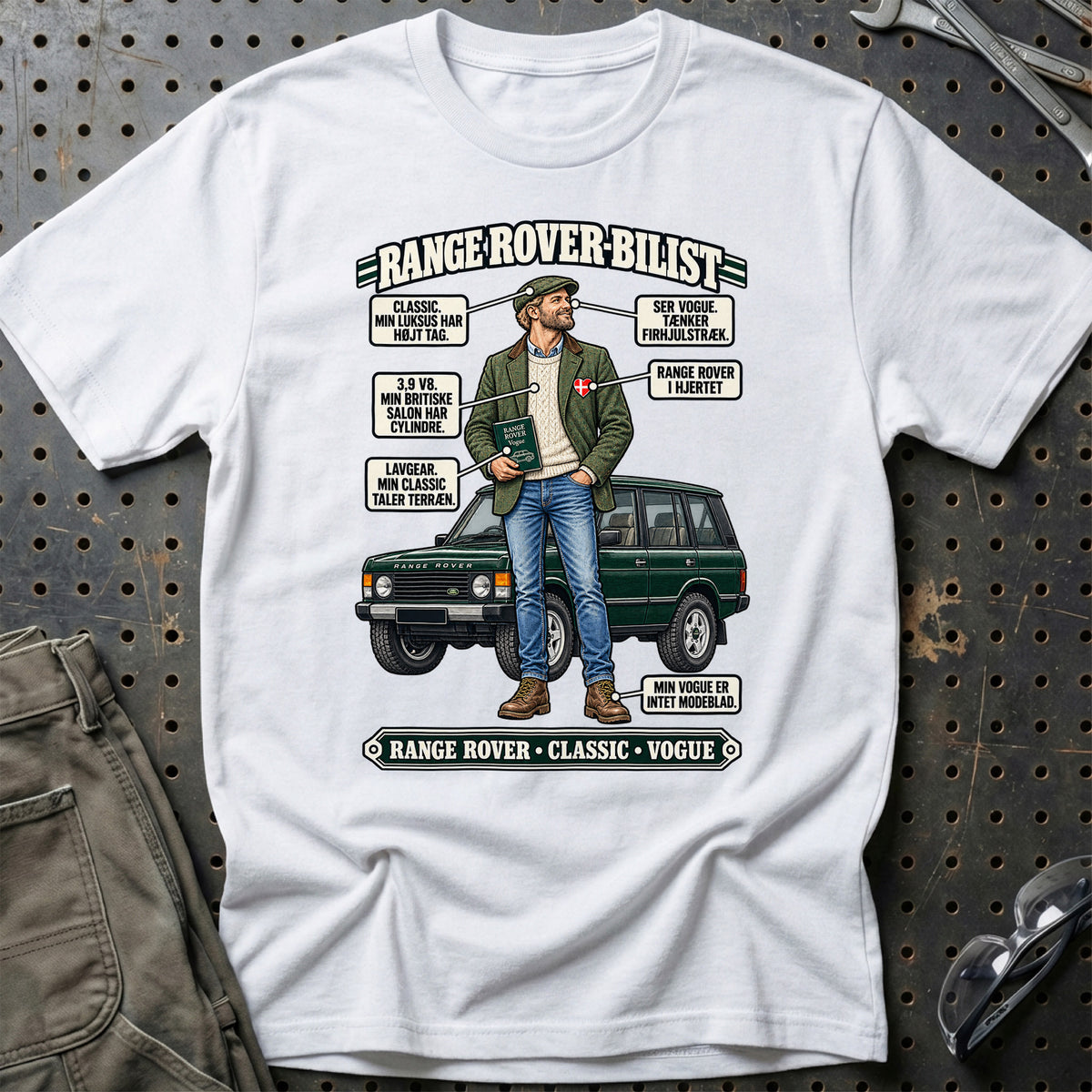 
Range Rover-Bilist T-Shirt – Hvid