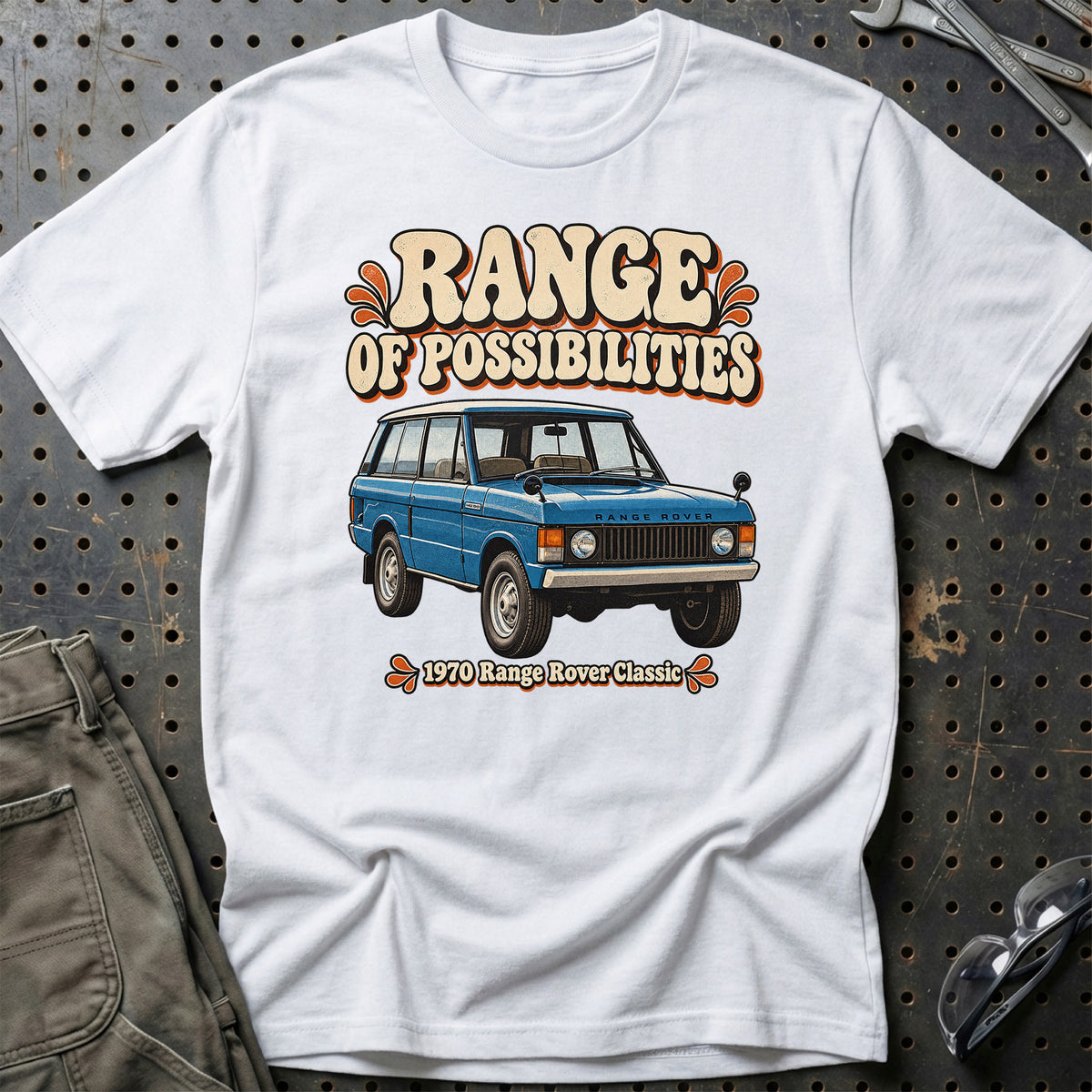 
Range Rover Classic 1970 – Range of Possibilities T-Shirt – Hvid