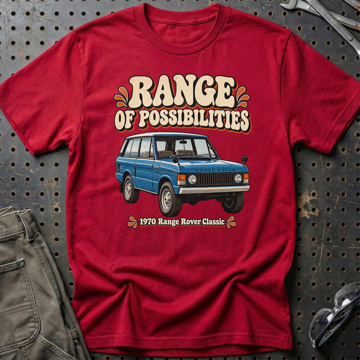 
Range Rover Classic 1970 – Range of Possibilities T-Shirt – Rød