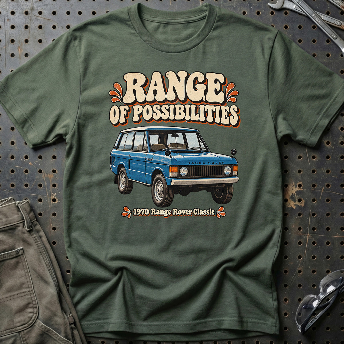 
Range Rover Classic 1970 – Range of Possibilities T-Shirt – Grøn Militær