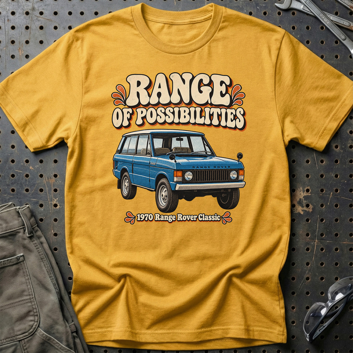 
Range Rover Classic 1970 – Range of Possibilities T-Shirt – Guld