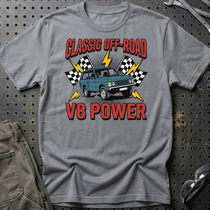 Range Rover Classic V8 Power Off-Road - Unisex T-Shirt , Bomuld-Beklædning-Range Rover-Grå Sport-S-Garage Culture Shop- garage - man cave - merchandise