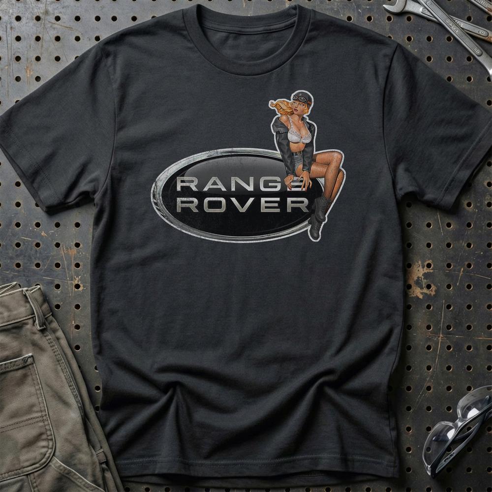 Range Rover Pinup T-Shirt-Beklædning-Range Rover-Sort-S-Garage Culture Shop- garage - man cave - merchandise