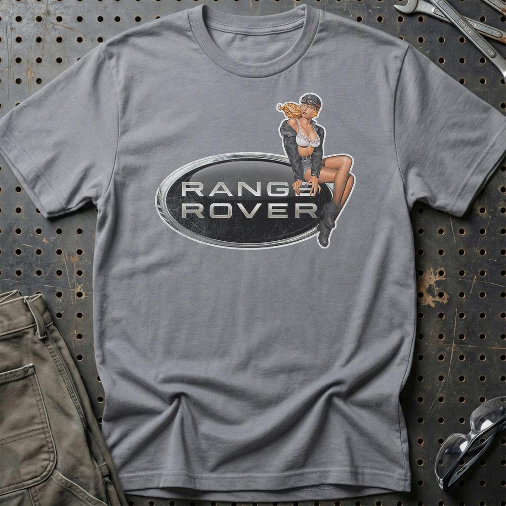 Range Rover Pinup - Unisex T-Shirt , Bomuld-Beklædning-Range Rover-Grå Sport-S-Garage Culture Shop- garage - man cave - merchandise