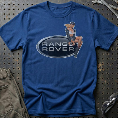 Range Rover Pinup - Unisex T-Shirt , Bomuld-Beklædning-Range Rover-Blå Royal-S-Garage Culture Shop- garage - man cave - merchandise