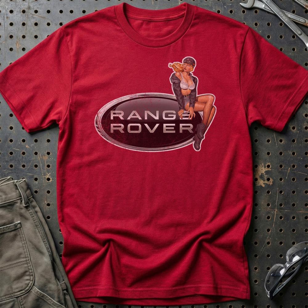 Range Rover Pinup - Unisex T-Shirt , Bomuld-Beklædning-Range Rover-Rød-S-Garage Culture Shop- garage - man cave - merchandise