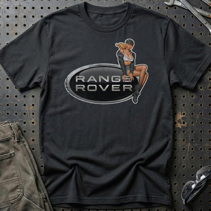 Range Rover Pinup - Unisex T-Shirt , Bomuld-Beklædning-Range Rover-Sort-S-Garage Culture Shop- garage - man cave - merchandise