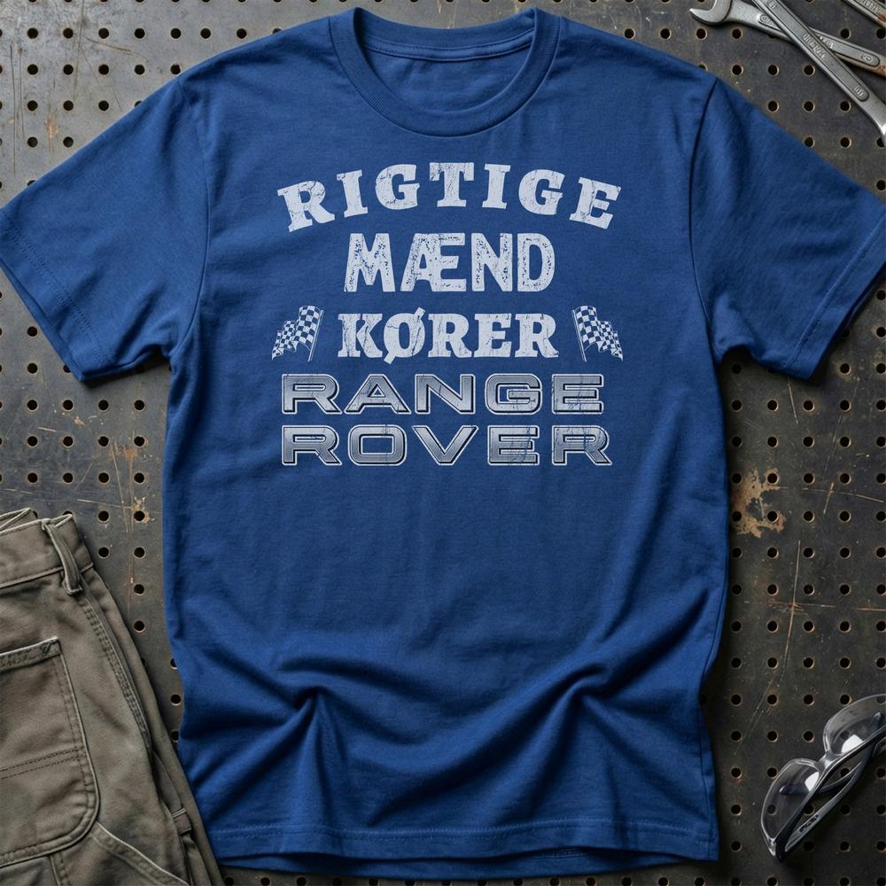 Range Rover Rigtige Mænd Kører - Unisex T-Shirt , Bomuld-Beklædning-Range Rover-Blå Royal-S-Garage Culture Shop- garage - man cave - merchandise