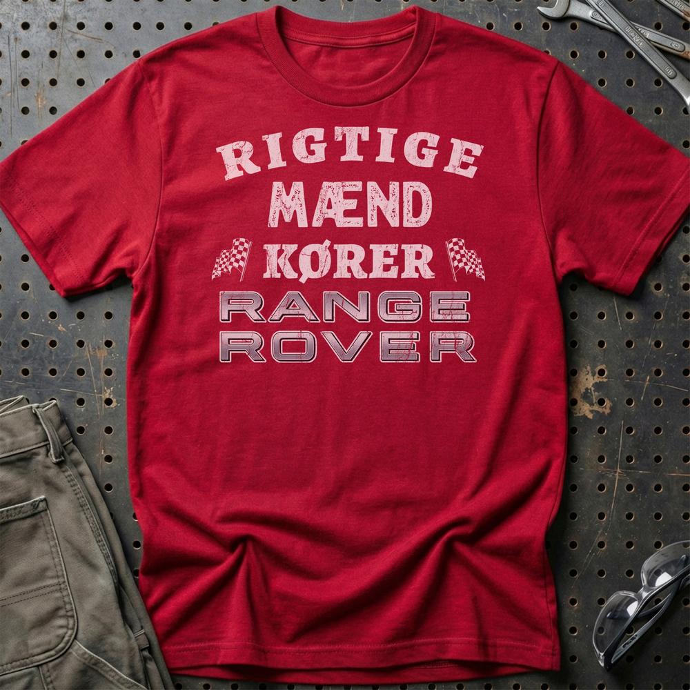 Range Rover Rigtige Mænd Kører - Unisex T-Shirt , Bomuld-Beklædning-Range Rover-Rød-S-Garage Culture Shop- garage - man cave - merchandise