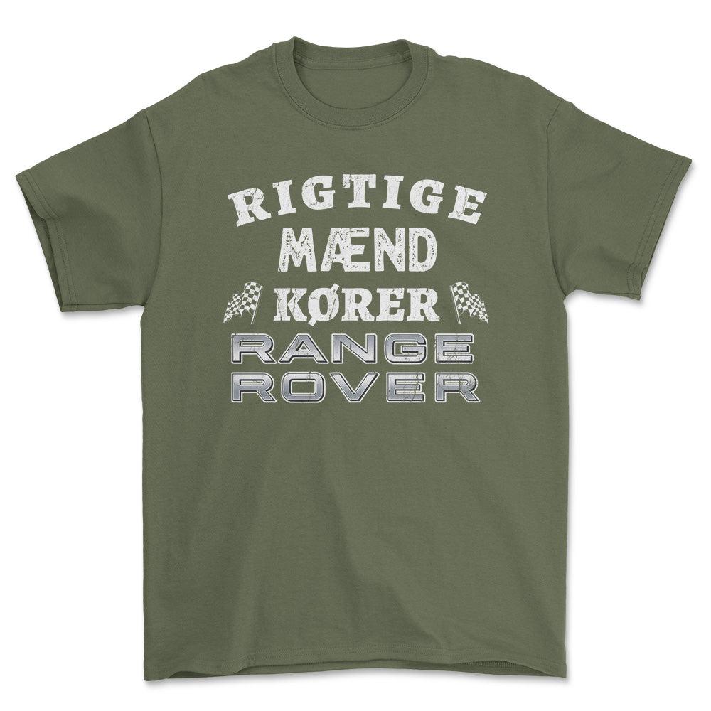 Range Rover Rigtige Mænd Kører - Unisex T-Shirt , Bomuld-Beklædning-Range Rover-Grøn Militær-S-Forside-Garage Culture Shop- garage - man cave - merchandise