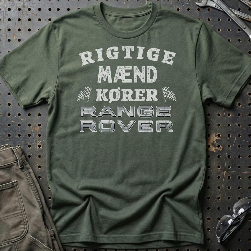 Range Rover Rigtige Mænd Kører - Unisex T-Shirt , Bomuld-Beklædning-Range Rover-Grøn Militær-S-Garage Culture Shop- garage - man cave - merchandise
