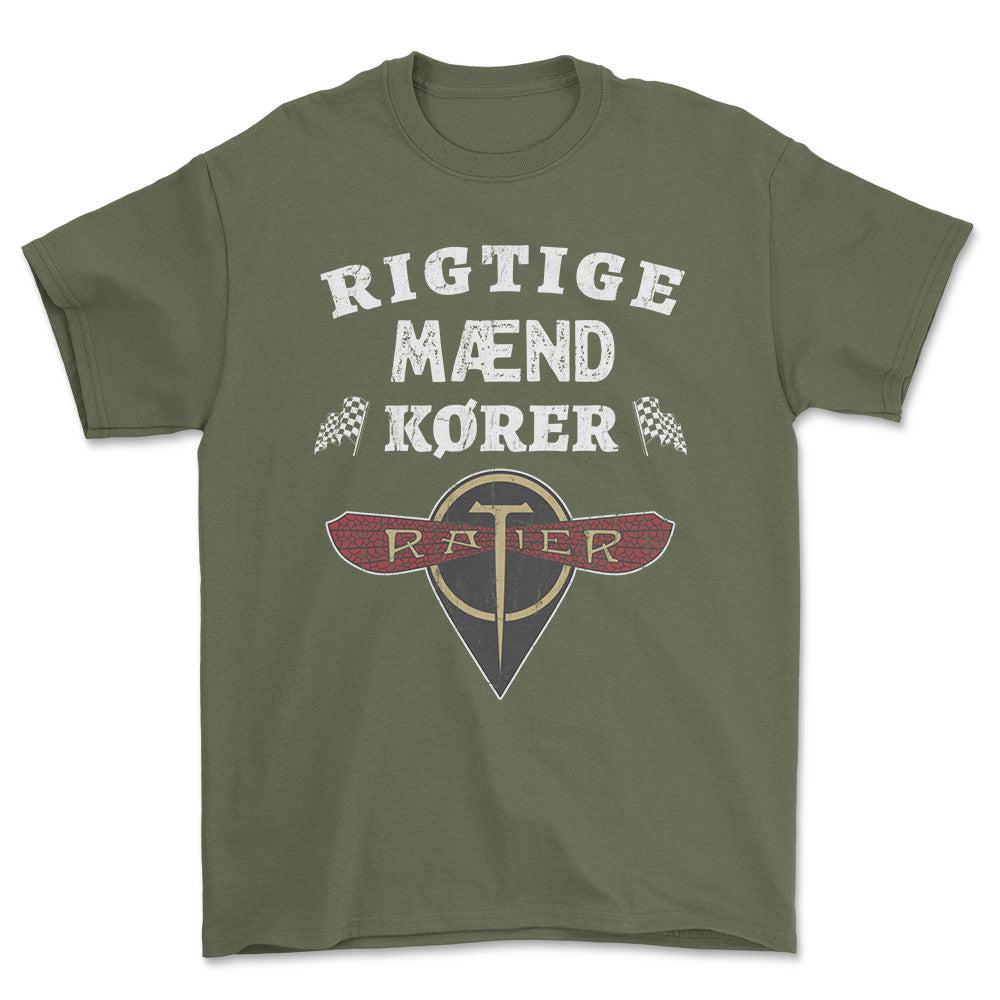Ratier Rigtige Mænd Kører - Unisex T-Shirt , Bomuld-Beklædning-Ratier-Grøn Militær-S-Forside-Garage Culture Shop- garage - man cave - merchandise