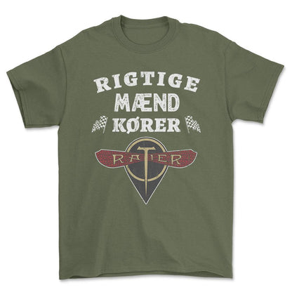 Ratier Rigtige Mænd Kører - Unisex T-Shirt , Bomuld-Beklædning-Ratier-Grøn Militær-S-Forside-Garage Culture Shop- garage - man cave - merchandise