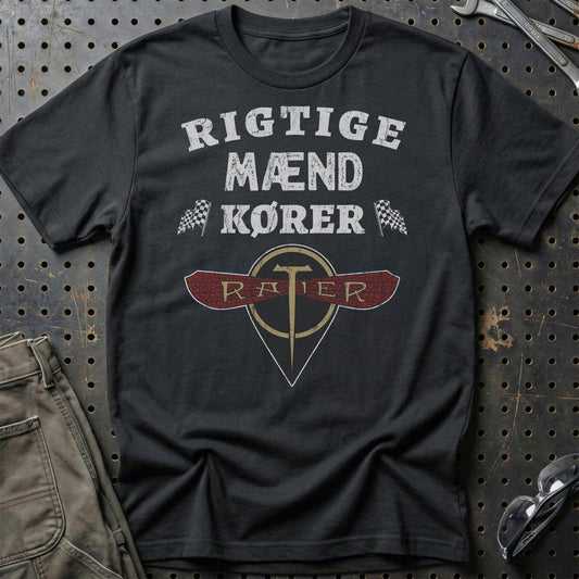 Ratier Rigtige Mænd Kører - Unisex T-Shirt , Bomuld-Beklædning-Ratier-Sort-S-Garage Culture Shop- garage - man cave - merchandise
