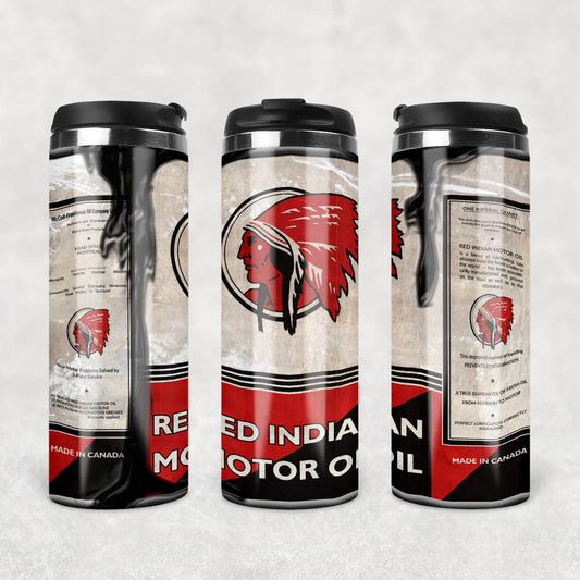 Red Indian Motor Oil Termokrus Tumbler Rustfrit Stål-Krus-Motorolie-Garage Culture Shop- garage - man cave - merchandise