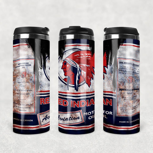 Red Indian Motor Oil Termokrus Tumbler Rustfrit Stål-Krus-Motorolie-Garage Culture Shop- garage - man cave - merchandise