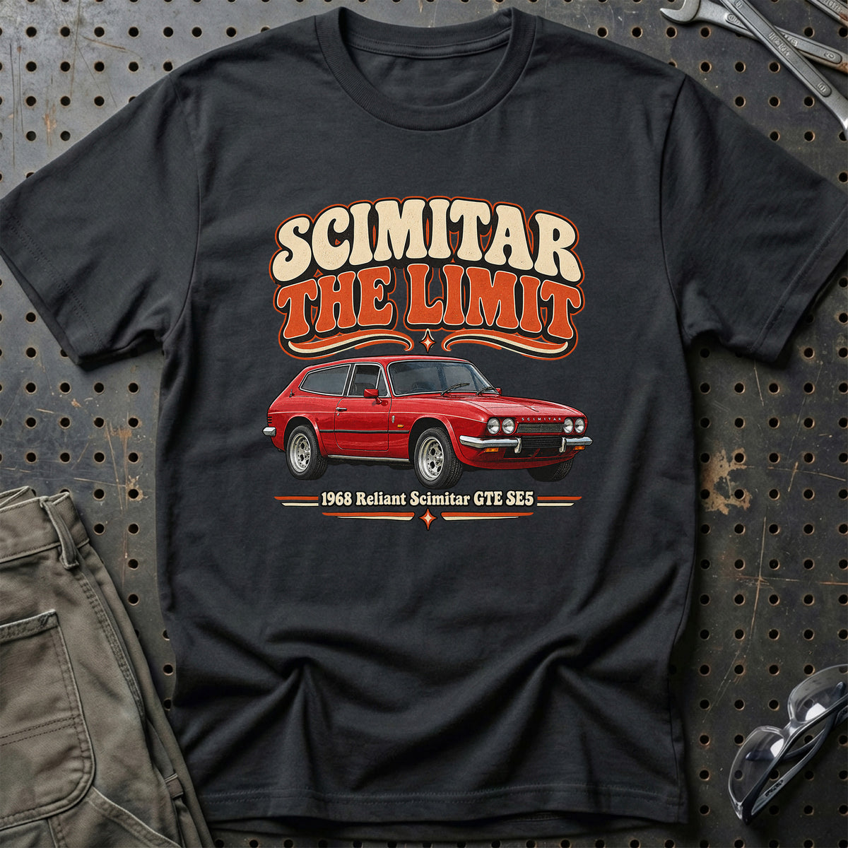 
Reliant Scimitar GTE SE5 1968 – Scimitar the Limit T-Shirt – Sort