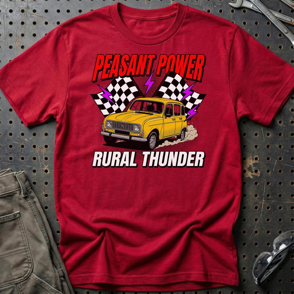 Renault 4 Peasant Power Rural Thunder T-Shirt-Beklædning-Renault-Rød-S-Garage Culture Shop- garage - man cave - merchandise