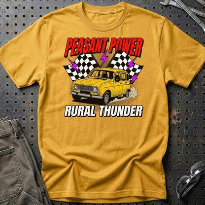 Renault 4 Peasant Power Rural Thunder - Unisex T-Shirt , Bomuld-Beklædning-Renault-Guld-S-Garage Culture Shop- garage - man cave - merchandise